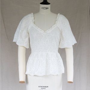 New Silversaga white eyelet peplum top, xs/s, similar to Doen